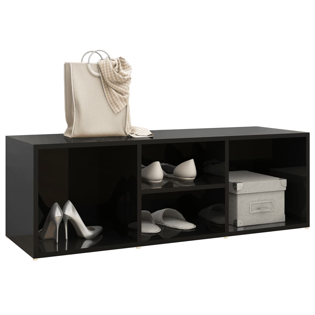 Kenkien säilytyspenkki korkeakiilto musta 105x35x35cm lastulevy - Sisustajankoti.fi