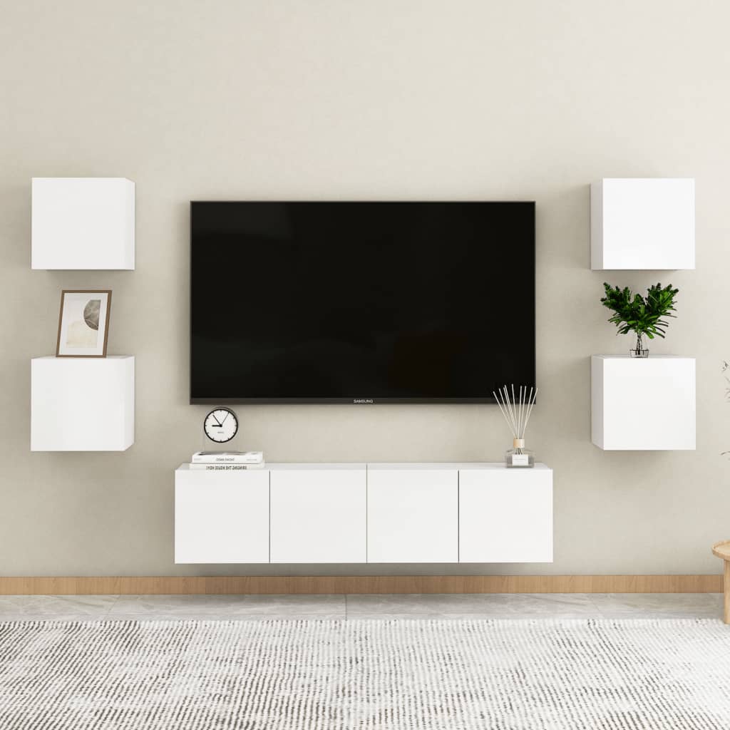 Seinäkiinnitettävät TV-tasot 2kpl kork.kiilto valk 30,5x30x30cm - Sisustajankoti.fi