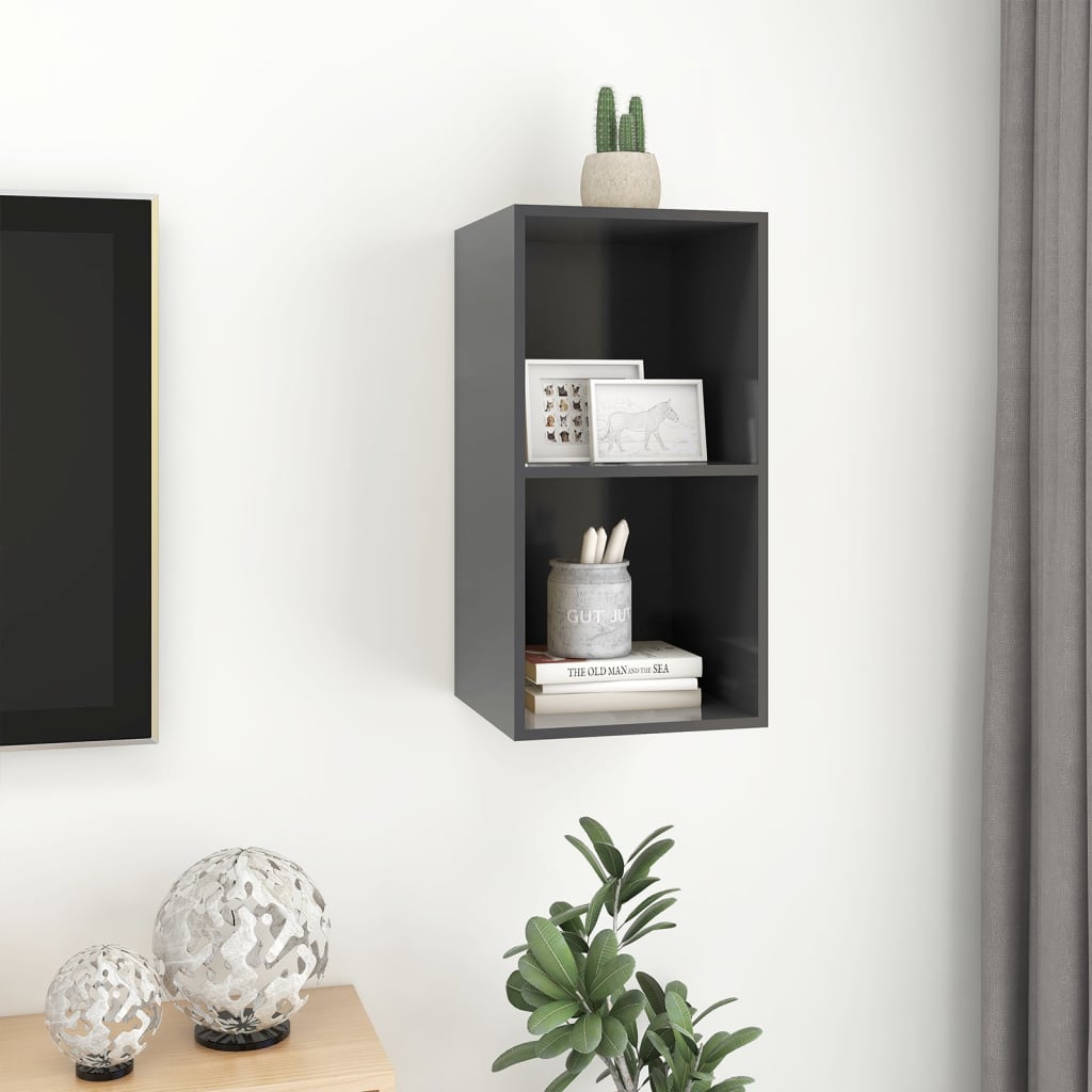 Seinäkiinnitettävä TV-taso harmaa 37x37x72 cm - Sisustajankoti.fi