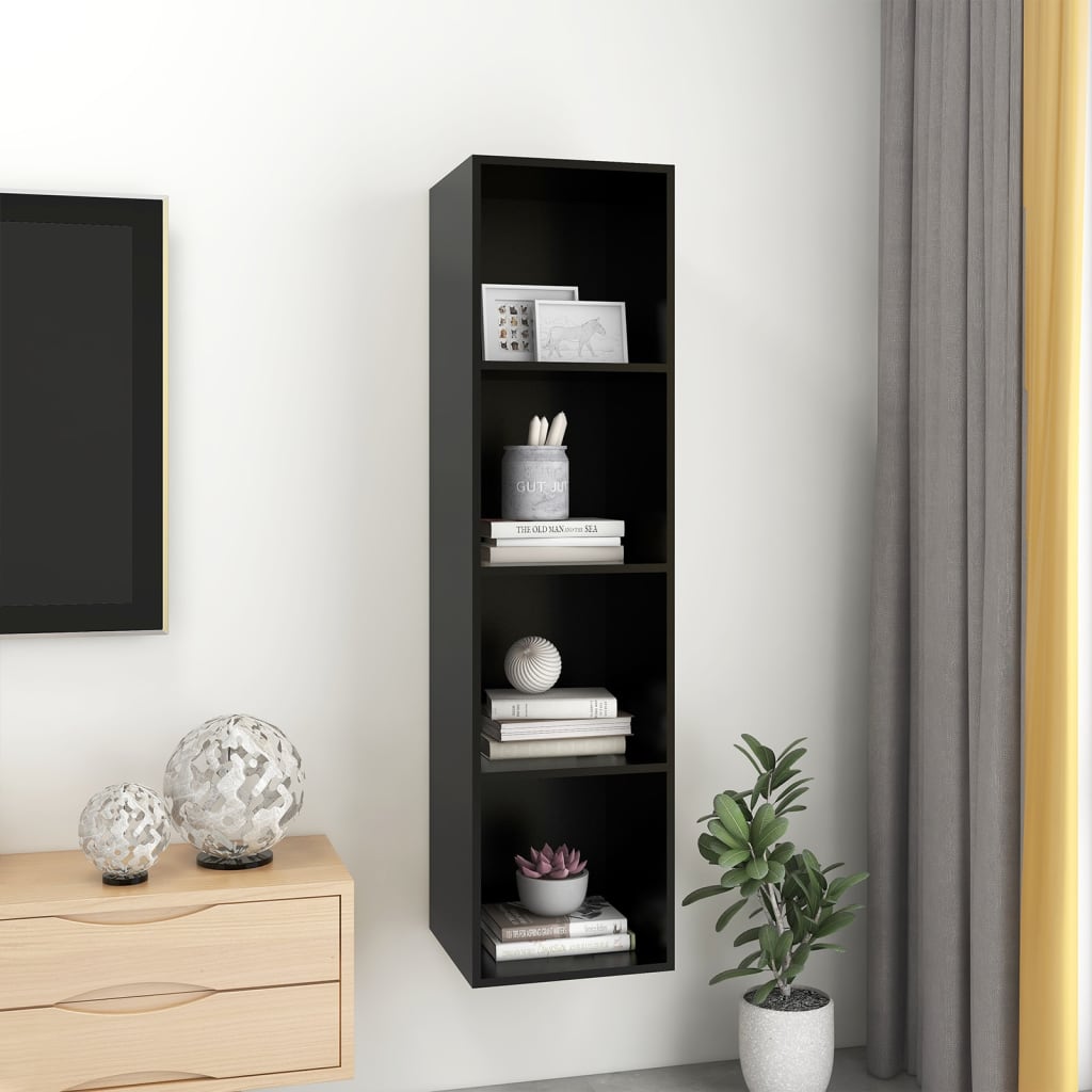 Seinäkiinnitettävä TV-taso musta 37x37x142,5 cm - Sisustajankoti.fi