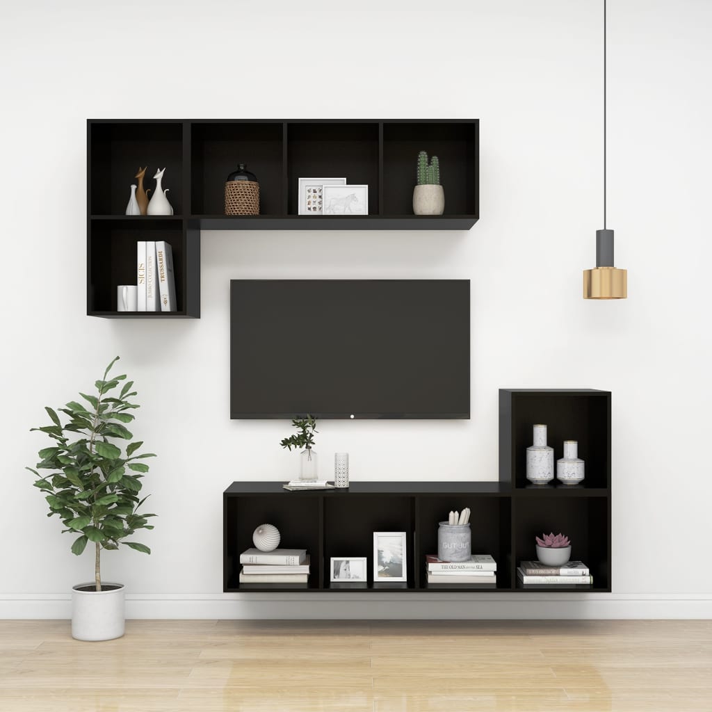 Seinäkiinnitettävä TV-taso musta 37x37x142,5 cm - Sisustajankoti.fi