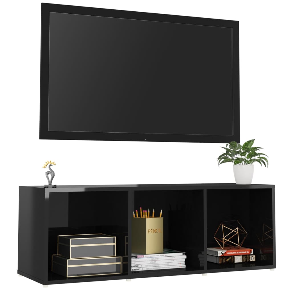 TV-taso korkeakiilto musta 107x35x37 cm lastulevy - Sisustajankoti.fi