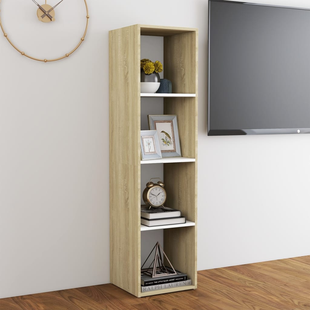 TV-taso valkoinen ja Sonoma tammi 142,5x35x36,5 cm - Sisustajankoti.fi