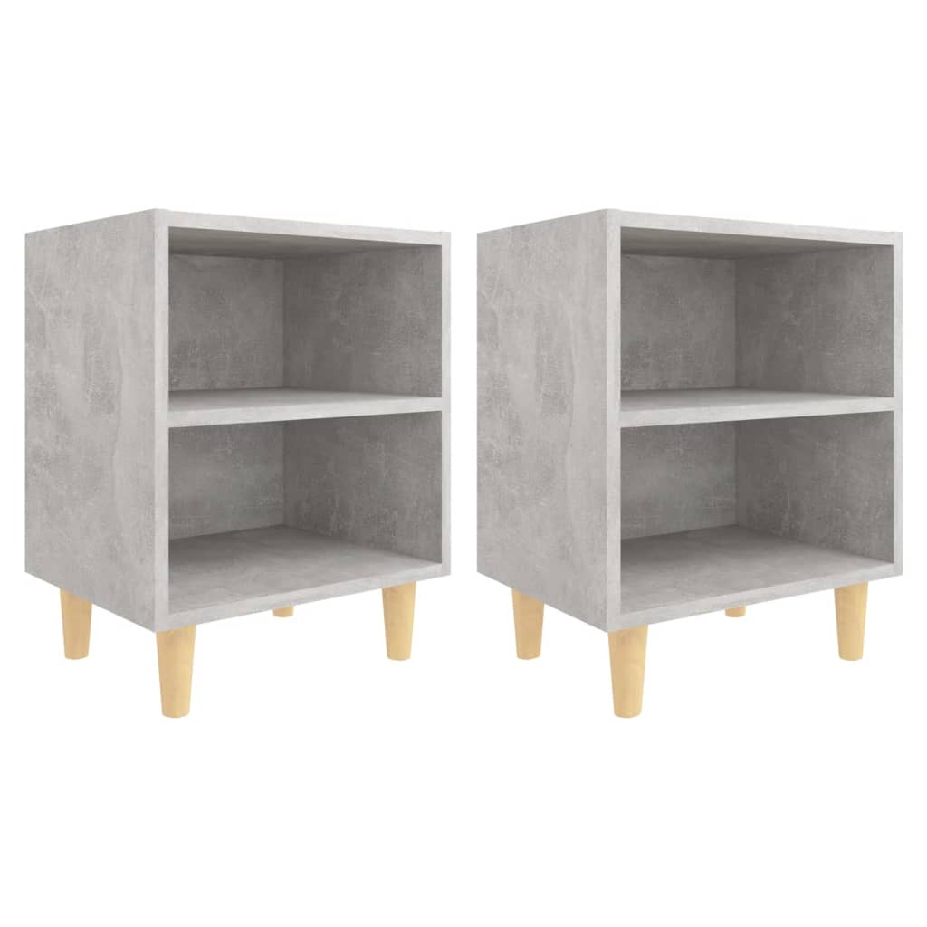 Yöpöydät täyspuiset jalat 2 kpl betoninharmaa 40x30x50 cm - Sisustajankoti.fi