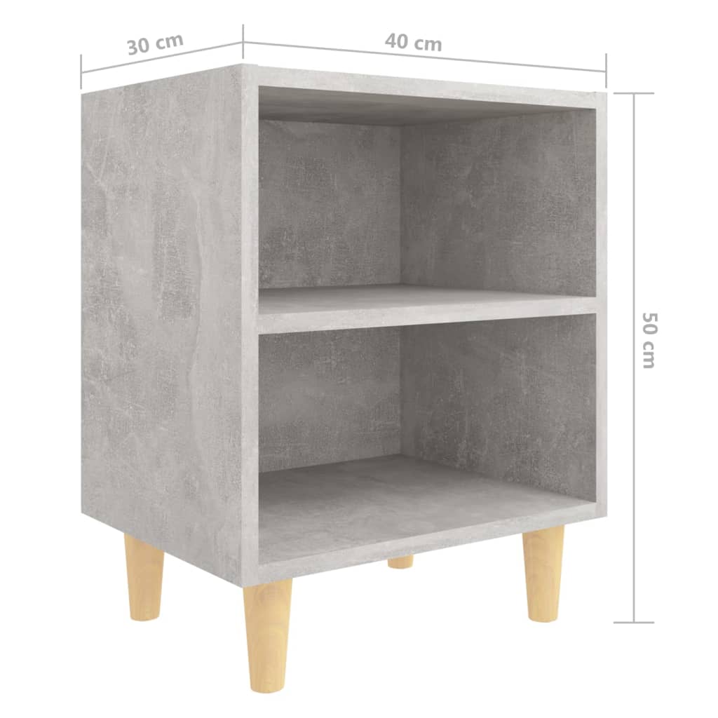 Yöpöydät täyspuiset jalat 2 kpl betoninharmaa 40x30x50 cm - Sisustajankoti.fi