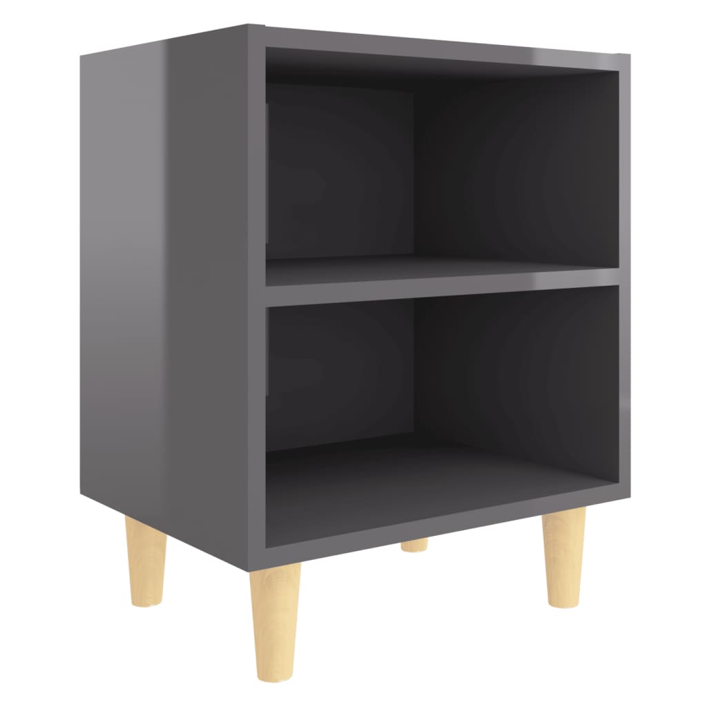 Yöpöydät täyspuujaloilla 2 kpl korkeakiilto harmaa 40x30x50 cm - Sisustajankoti.fi