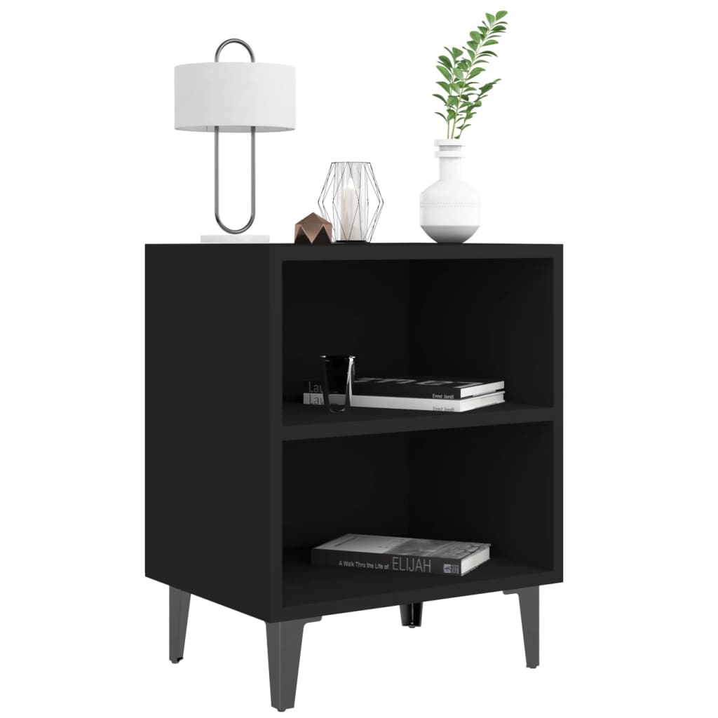 Yöpöydät metallijaloilla 2 kpl musta 40x30x50 cm - Sisustajankoti.fi