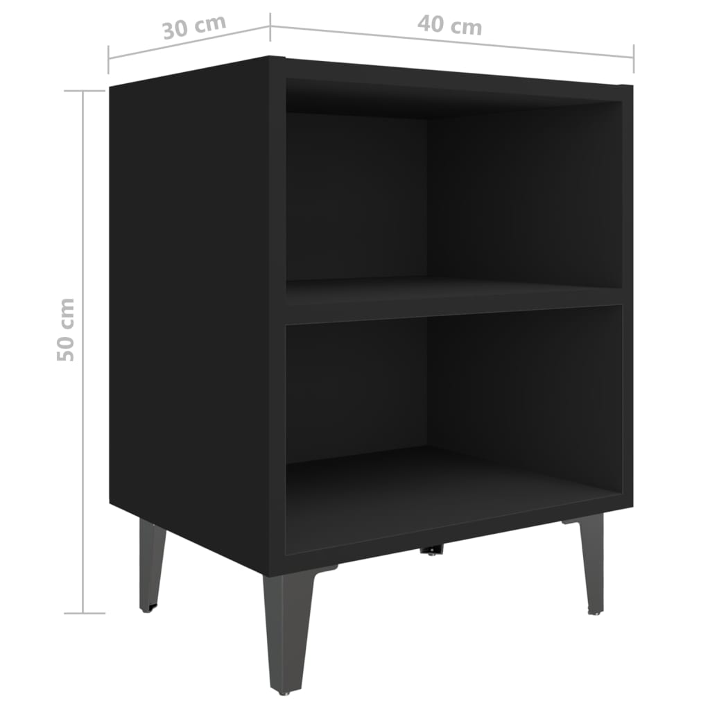Yöpöydät metallijaloilla 2 kpl musta 40x30x50 cm - Sisustajankoti.fi