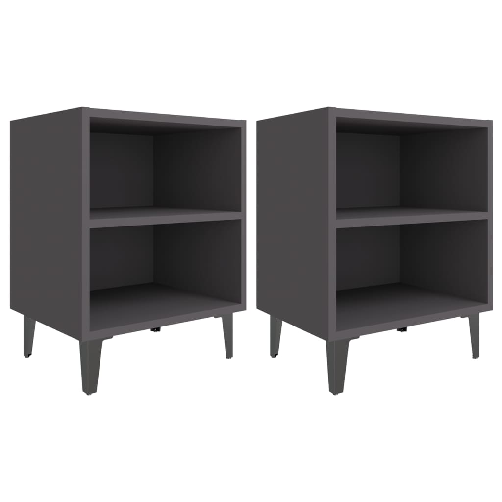 Yöpöydät metallijaloilla 2 kpl harmaa 40x30x50 cm - Sisustajankoti.fi