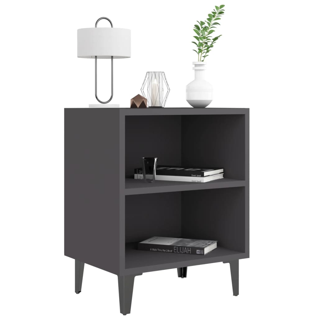 Yöpöydät metallijaloilla 2 kpl harmaa 40x30x50 cm - Sisustajankoti.fi