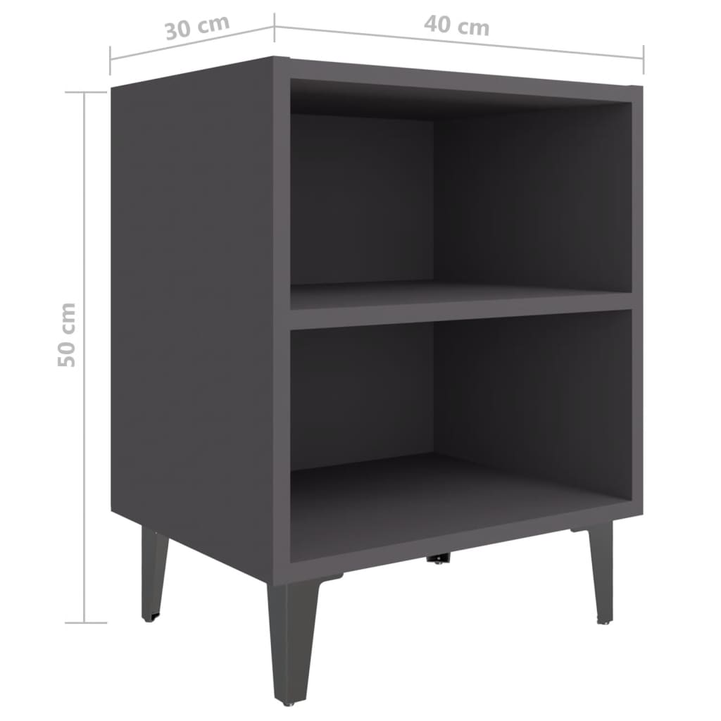 Yöpöydät metallijaloilla 2 kpl harmaa 40x30x50 cm - Sisustajankoti.fi