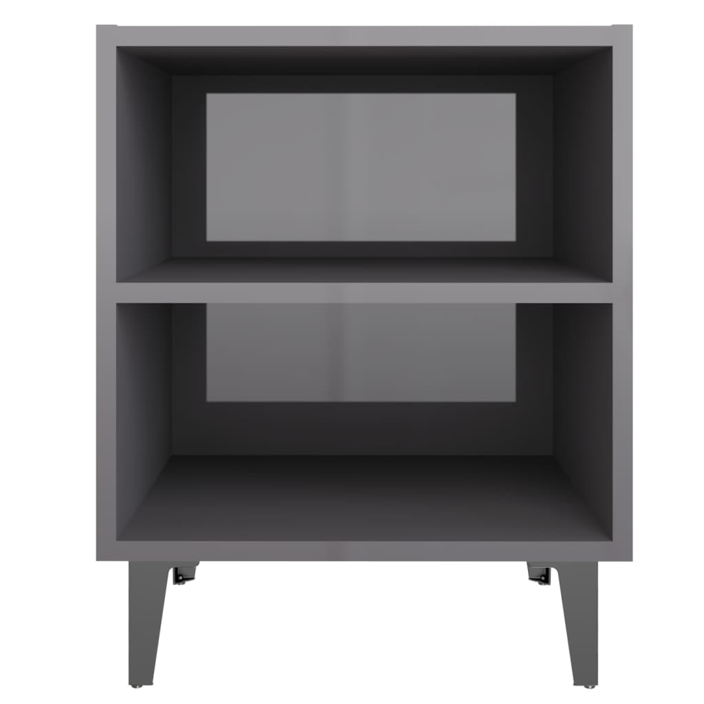 Yöpöydät metallijaloilla 2 kpl korkeakiilto harmaa 40x30x50 cm - Sisustajankoti.fi
