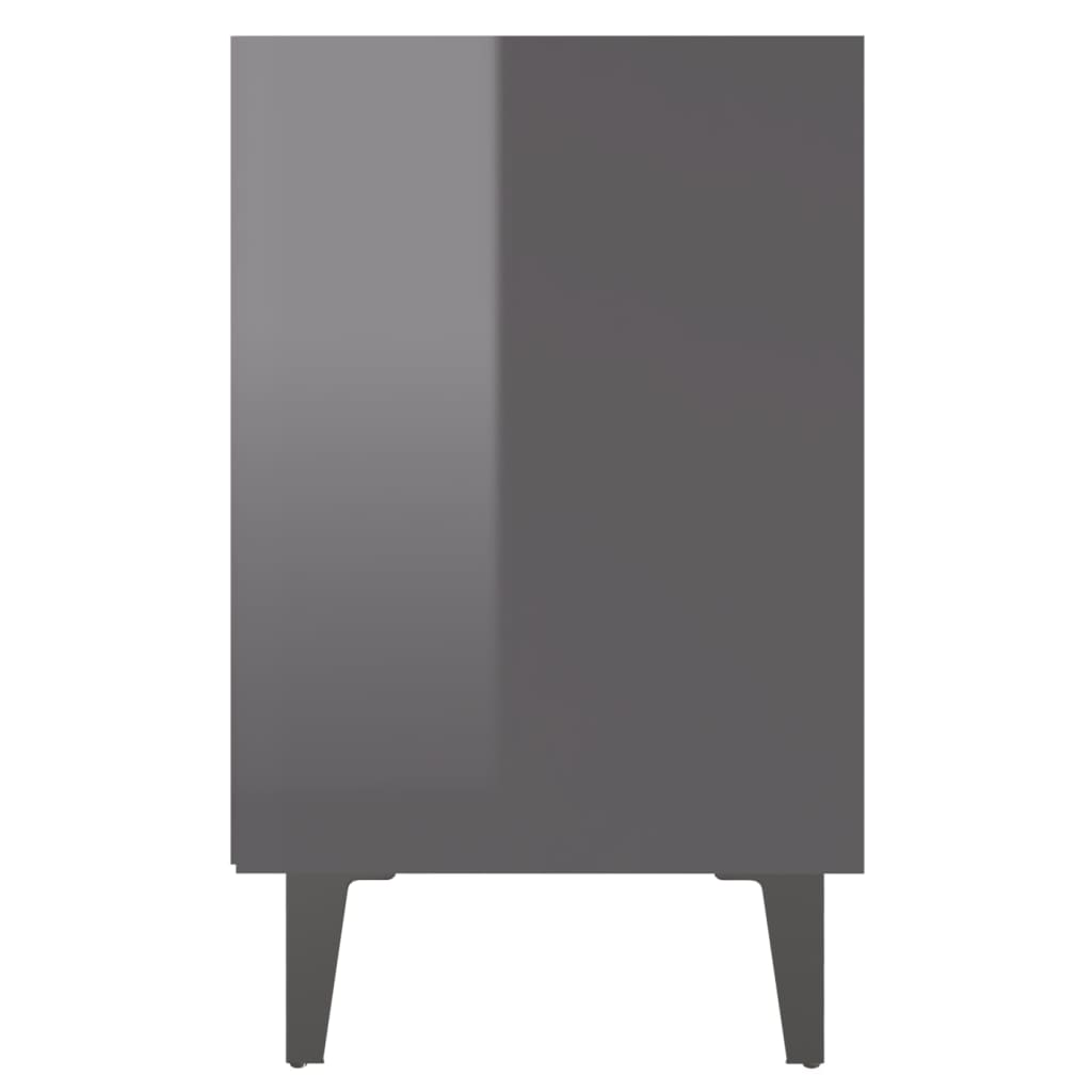 Yöpöydät metallijaloilla 2 kpl korkeakiilto harmaa 40x30x50 cm - Sisustajankoti.fi