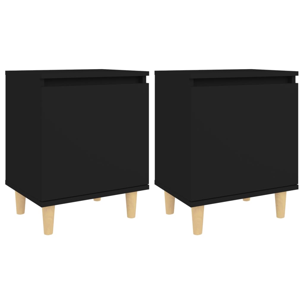 Yöpöydät täyspuujaloilla 2 kpl musta 40x30x50 cm - Sisustajankoti.fi