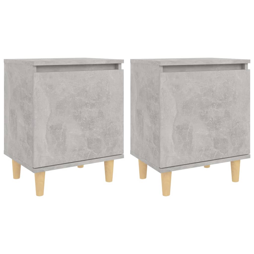 Yöpöydät täyspuiset jalat 2 kpl betoninharmaa 40x30x50 cm - Sisustajankoti.fi