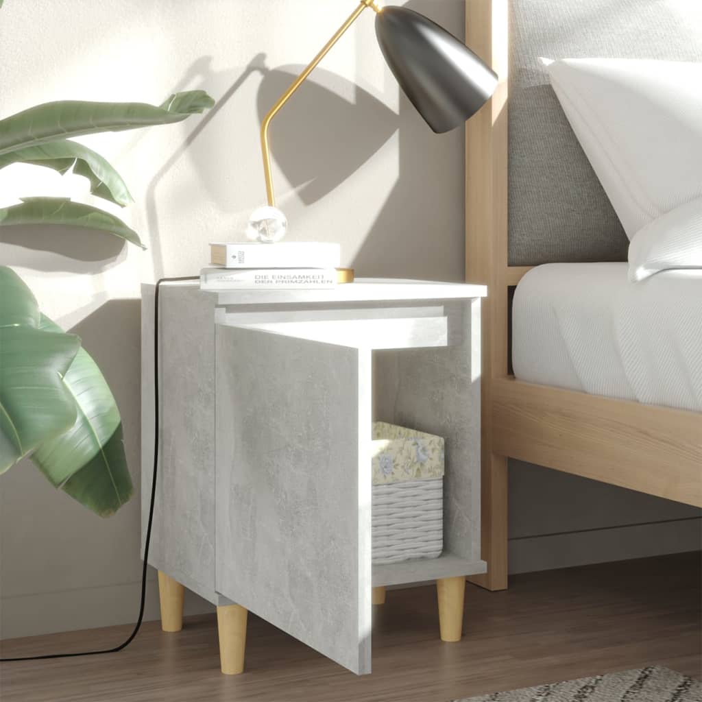 Yöpöydät täyspuiset jalat 2 kpl betoninharmaa 40x30x50 cm - Sisustajankoti.fi