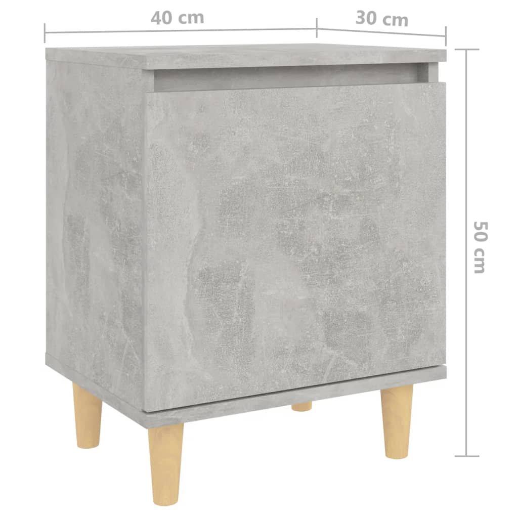 Yöpöydät täyspuiset jalat 2 kpl betoninharmaa 40x30x50 cm - Sisustajankoti.fi