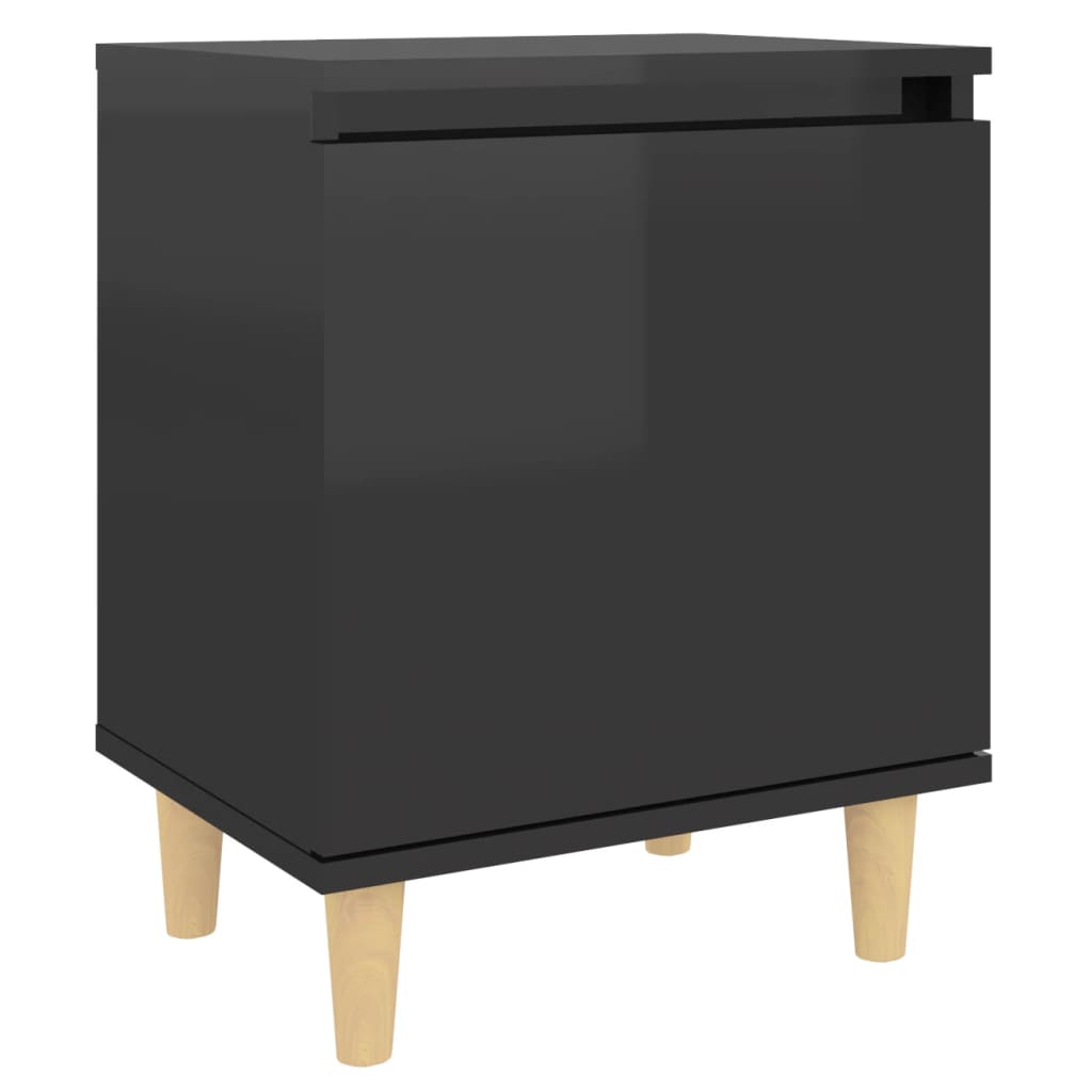 Yöpöydät täyspuujaloilla 2 kpl korkeakiilto musta 40x30x50 cm - Sisustajankoti.fi