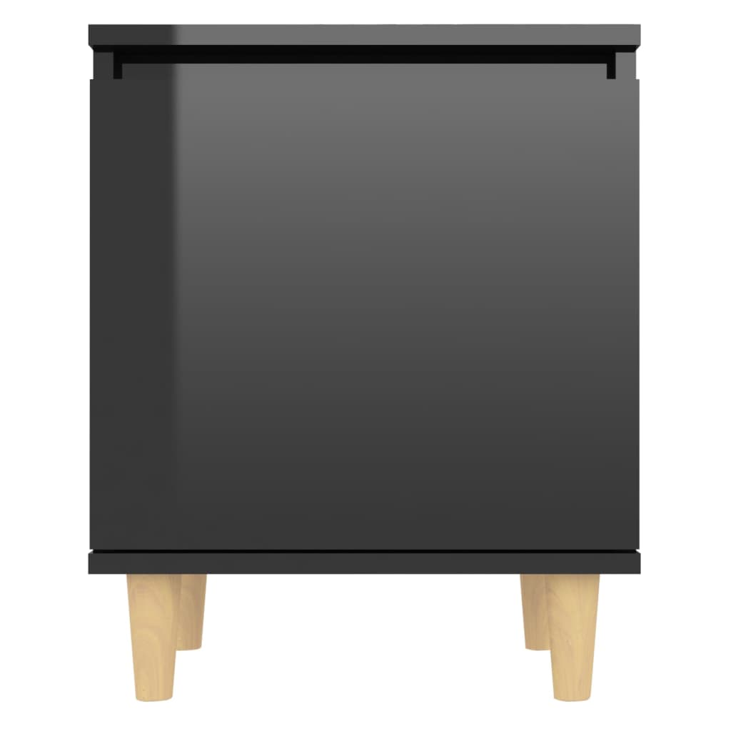 Yöpöydät täyspuujaloilla 2 kpl korkeakiilto musta 40x30x50 cm - Sisustajankoti.fi
