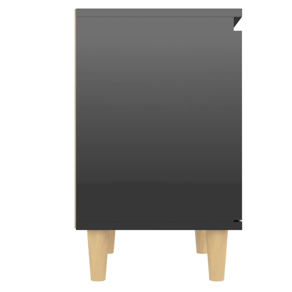 Yöpöydät täyspuujaloilla 2 kpl korkeakiilto musta 40x30x50 cm - Sisustajankoti.fi