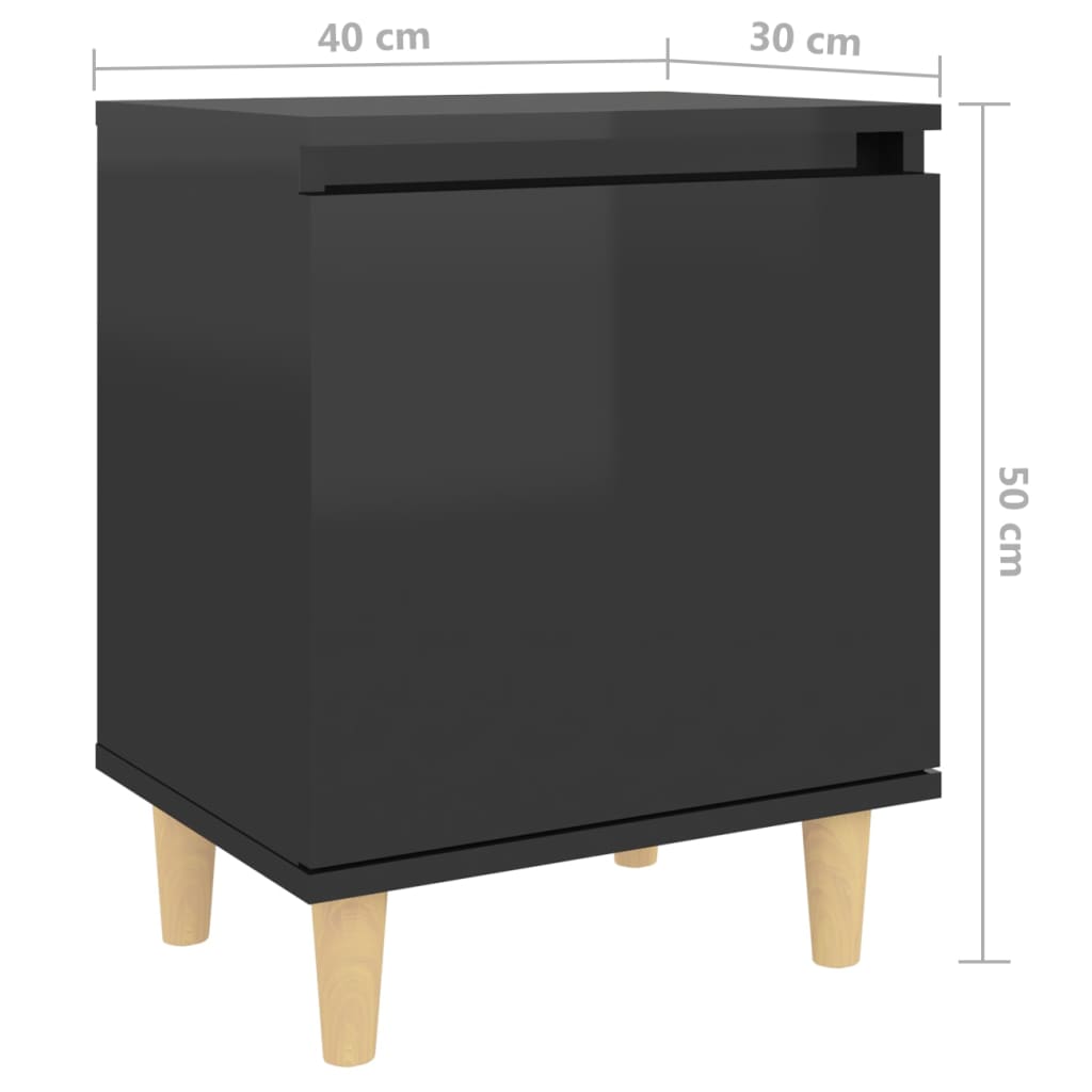 Yöpöydät täyspuujaloilla 2 kpl korkeakiilto musta 40x30x50 cm - Sisustajankoti.fi
