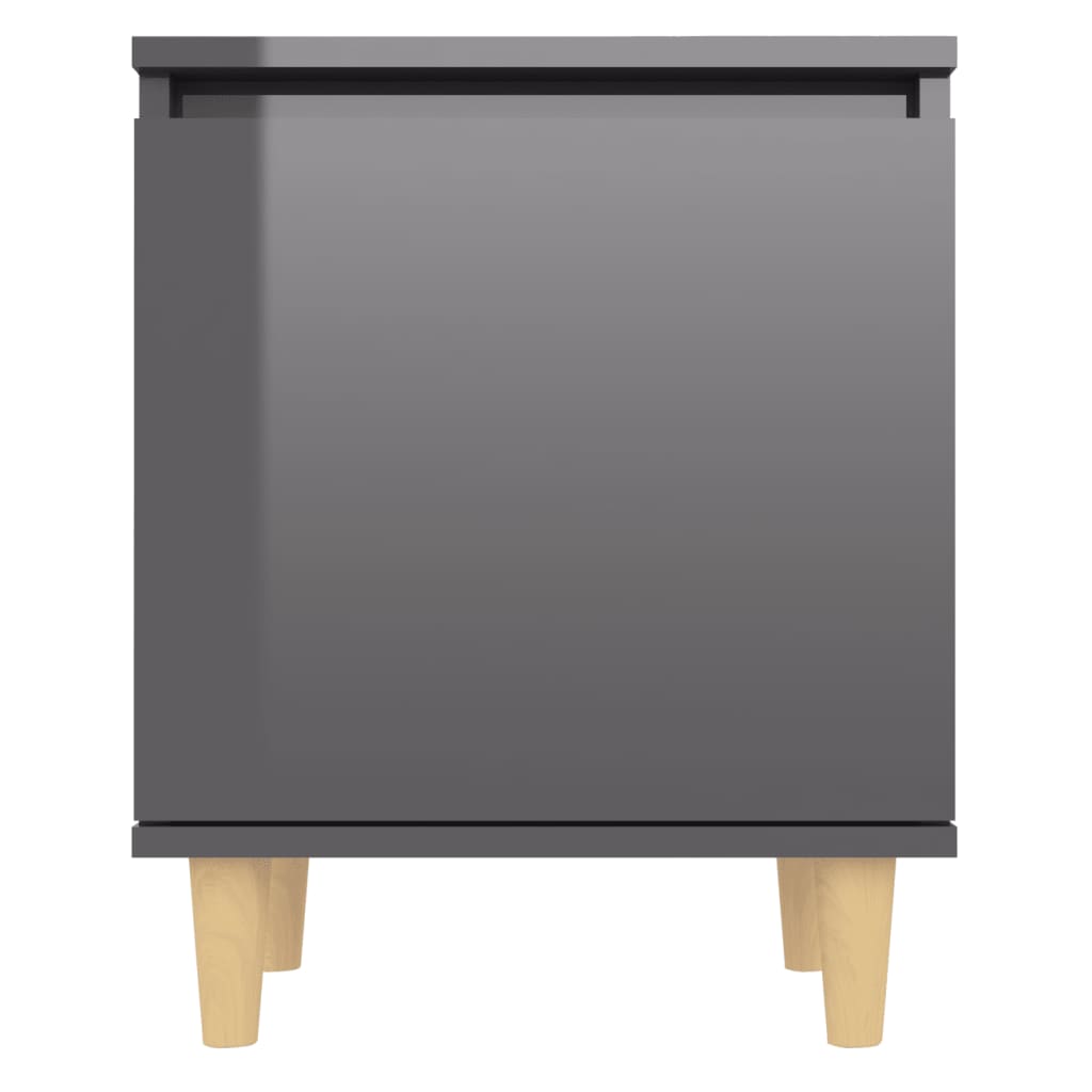 Yöpöydät täyspuujaloilla 2 kpl korkeakiilto harmaa 40x30x50 cm - Sisustajankoti.fi