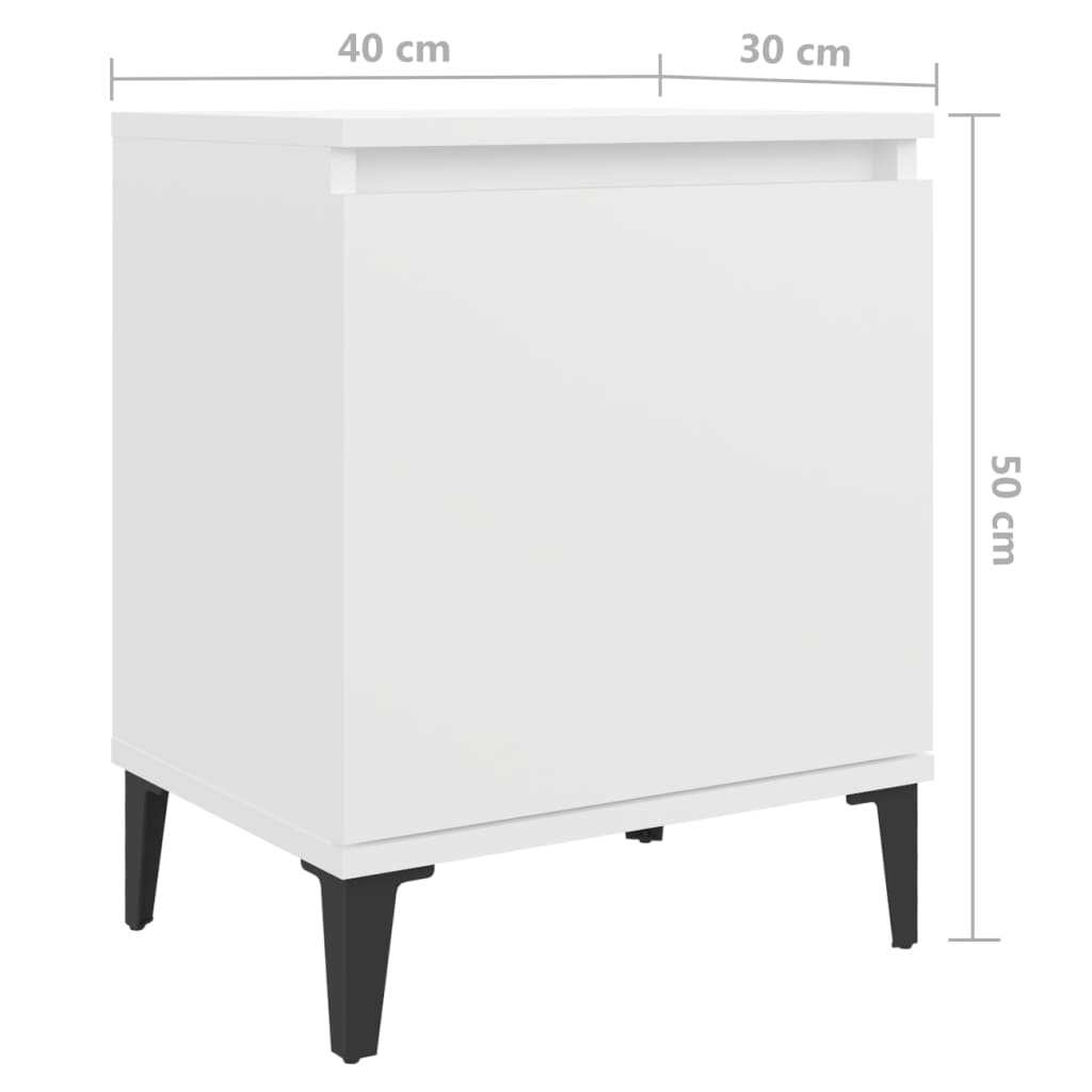 Yöpöydät metallijaloilla 2 kpl valkoinen 40x30x50 cm - Sisustajankoti.fi