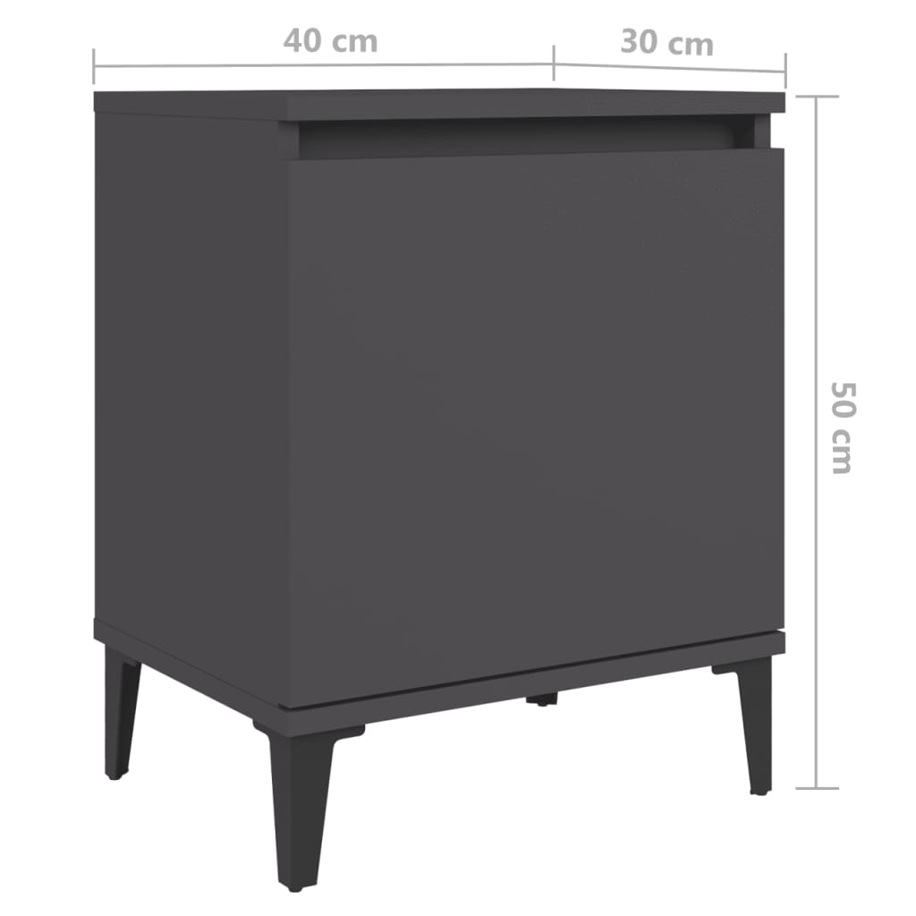 Yöpöytä metallijaloilla harmaa 40x30x50 cm - Sisustajankoti.fi