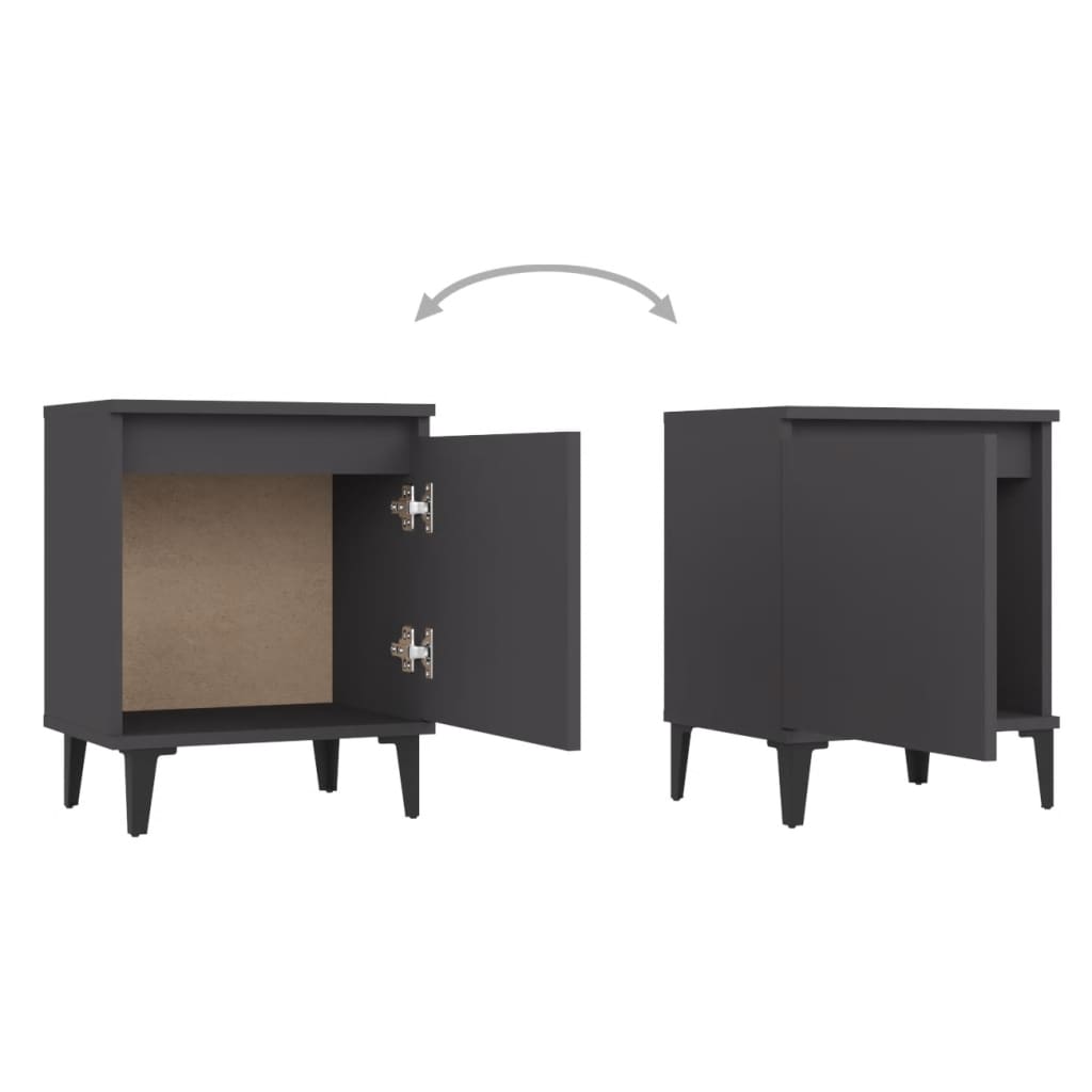 Yöpöydät metallijaloilla 2 kpl harmaa 40x30x50 cm - Sisustajankoti.fi