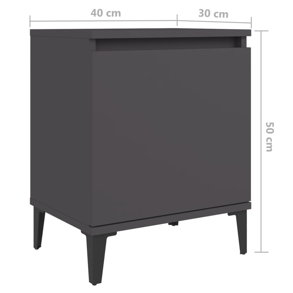 Yöpöydät metallijaloilla 2 kpl harmaa 40x30x50 cm - Sisustajankoti.fi