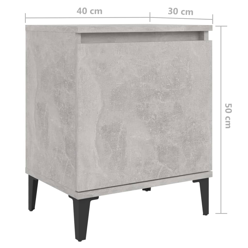 Yöpöydät metallijaloilla 2 kpl betoninharmaa 40x30x50 cm - Sisustajankoti.fi