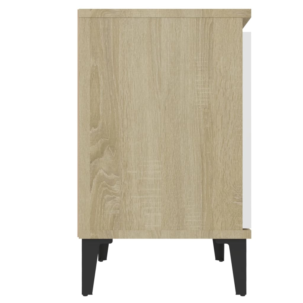 Yöpöydät metallijaloilla 2 kpl Sonoma-tammi/valk. 40x30x50 cm - Sisustajankoti.fi