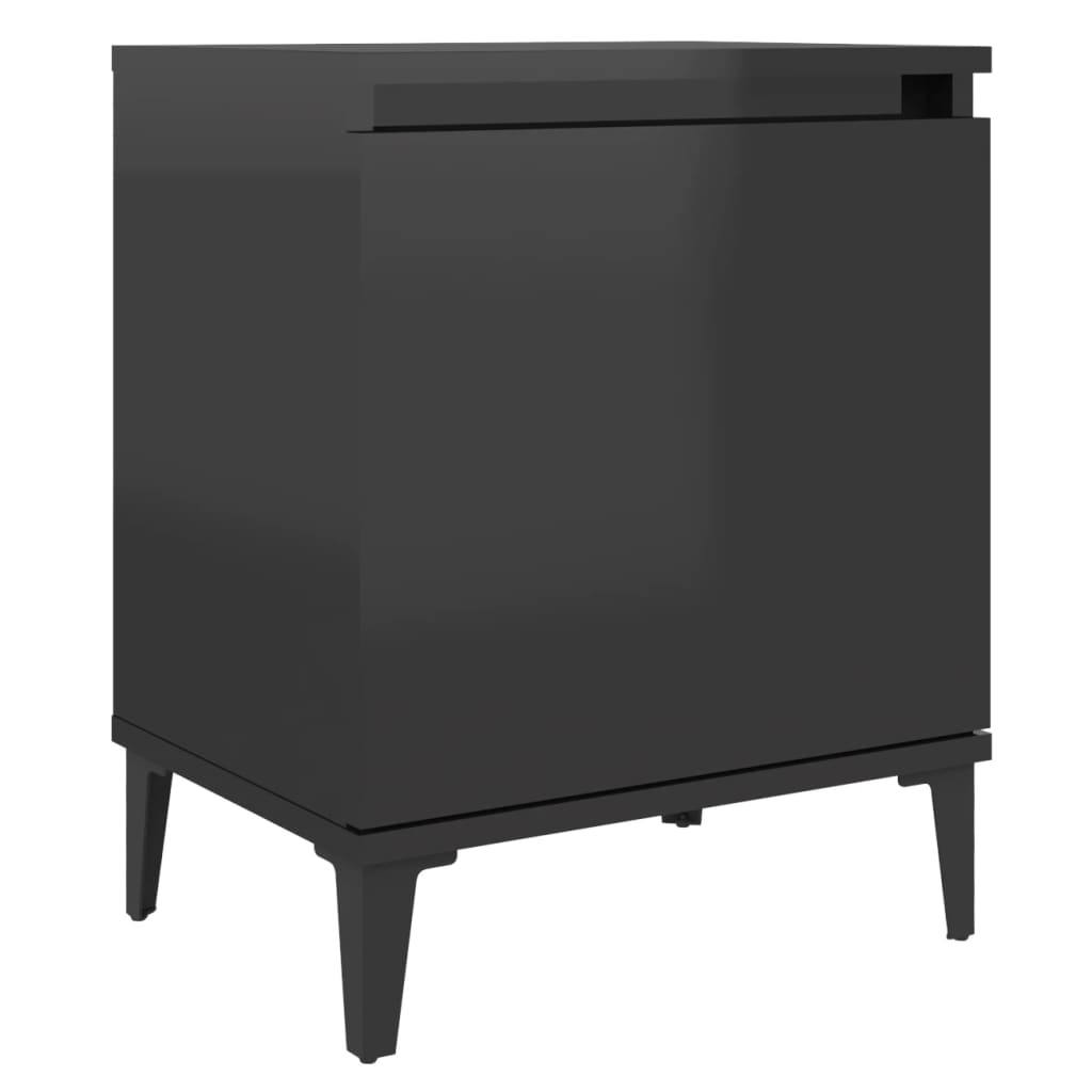Yöpöydät metallijaloilla 2 kpl korkeakiilto musta 40x30x50 cm - Sisustajankoti.fi