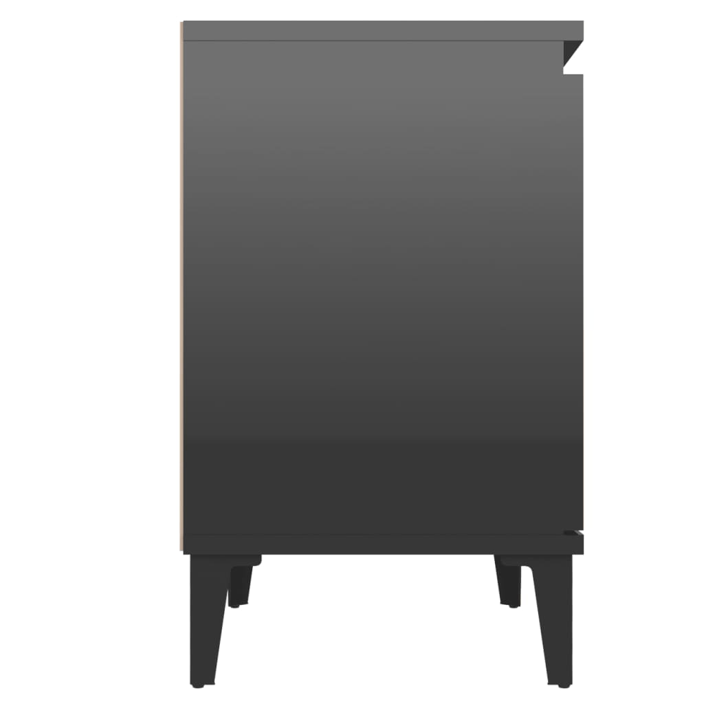 Yöpöydät metallijaloilla 2 kpl korkeakiilto musta 40x30x50 cm - Sisustajankoti.fi
