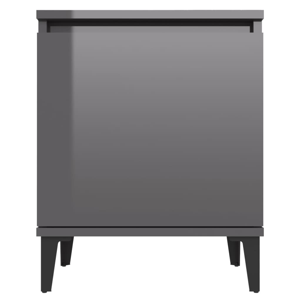 Yöpöytä metallijaloilla korkeakiilto harmaa 40x30x50 cm - Sisustajankoti.fi