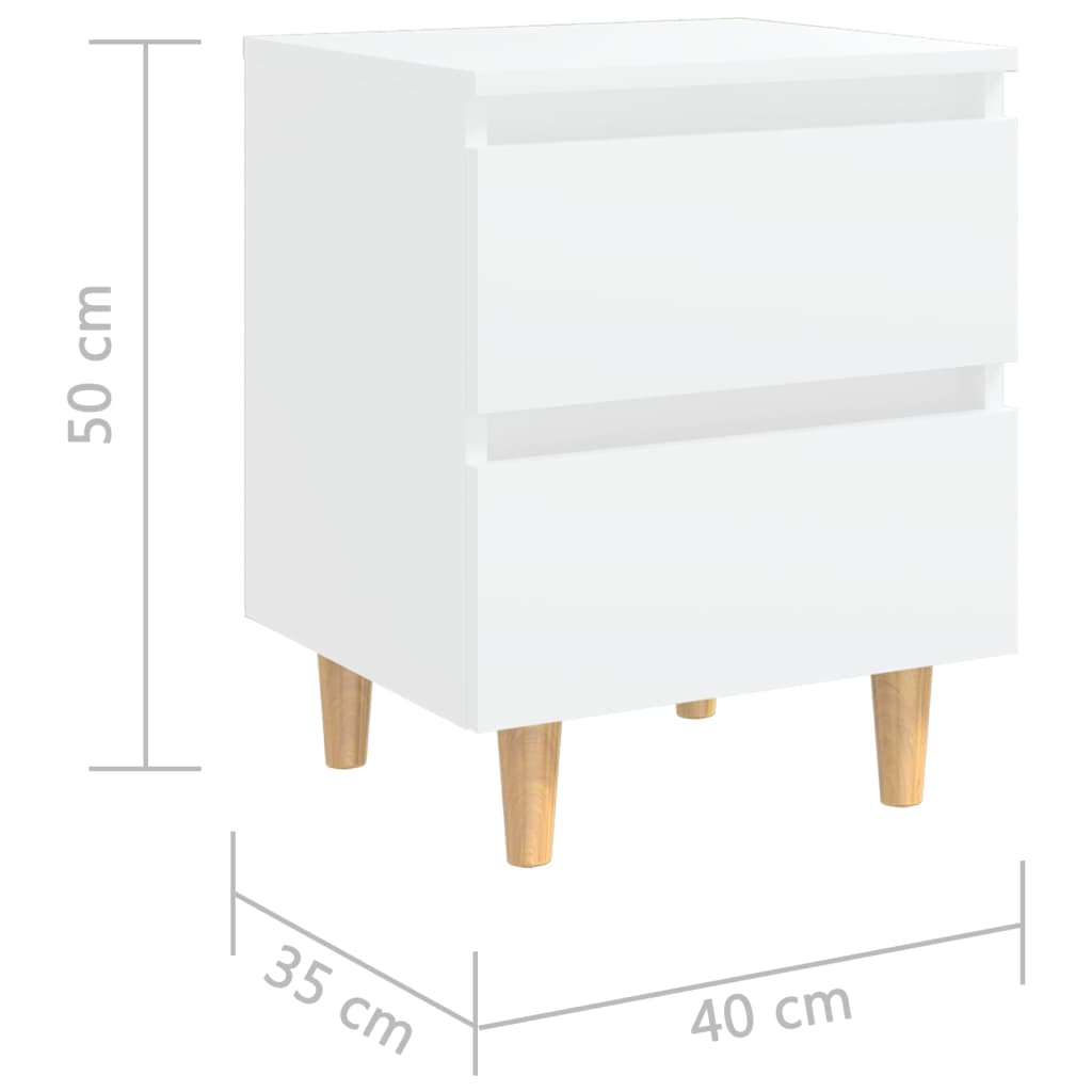 Yöpöydät täysmäntyiset jalat 2 kpl valkoinen 40x35x50 cm - Sisustajankoti.fi