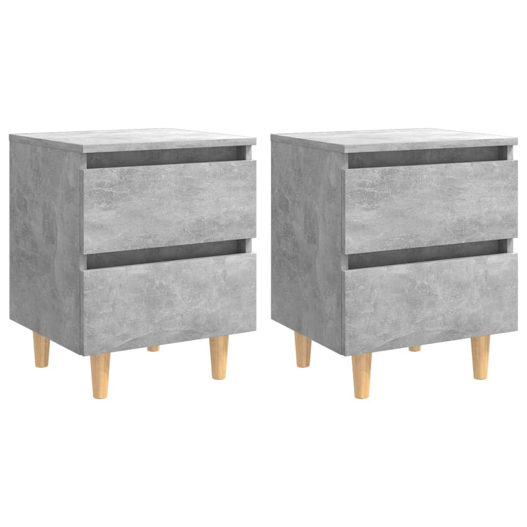 Yöpöydät täysmäntyiset jalat 2 kpl betoninharmaa 40x35x50 cm - Sisustajankoti.fi