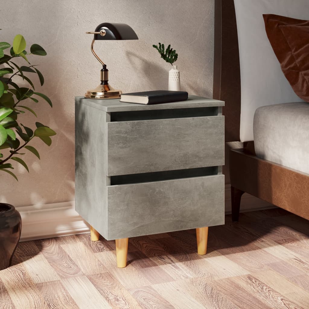 Yöpöydät täysmäntyiset jalat 2 kpl betoninharmaa 40x35x50 cm - Sisustajankoti.fi