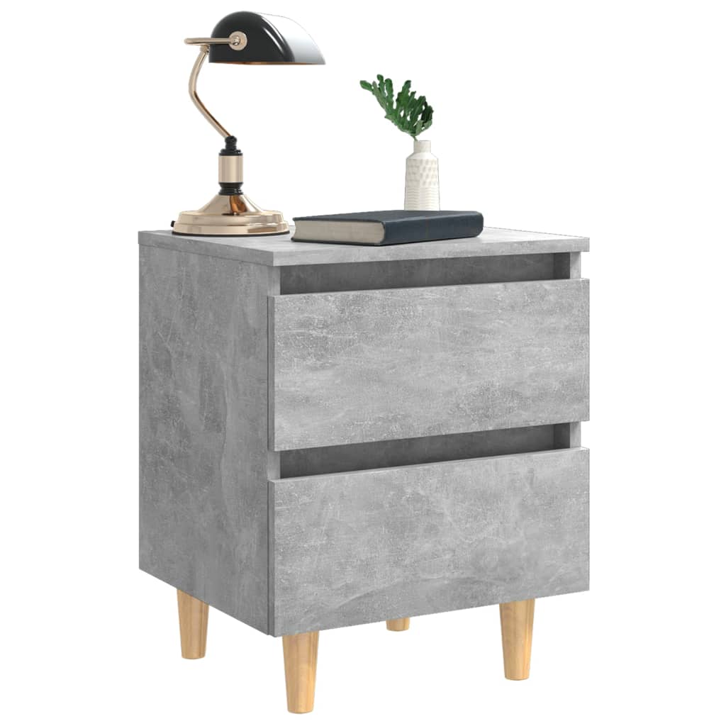 Yöpöydät täysmäntyiset jalat 2 kpl betoninharmaa 40x35x50 cm - Sisustajankoti.fi
