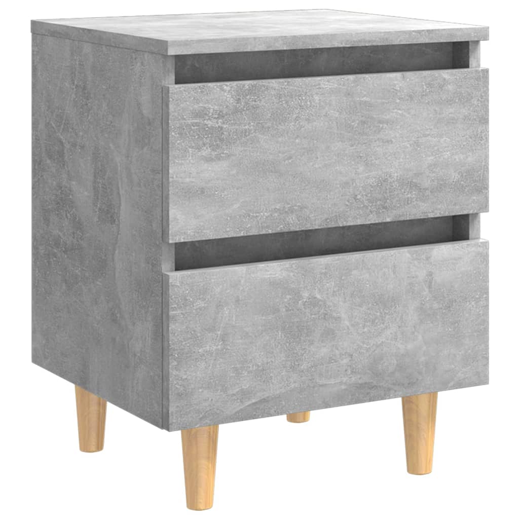 Yöpöydät täysmäntyiset jalat 2 kpl betoninharmaa 40x35x50 cm - Sisustajankoti.fi
