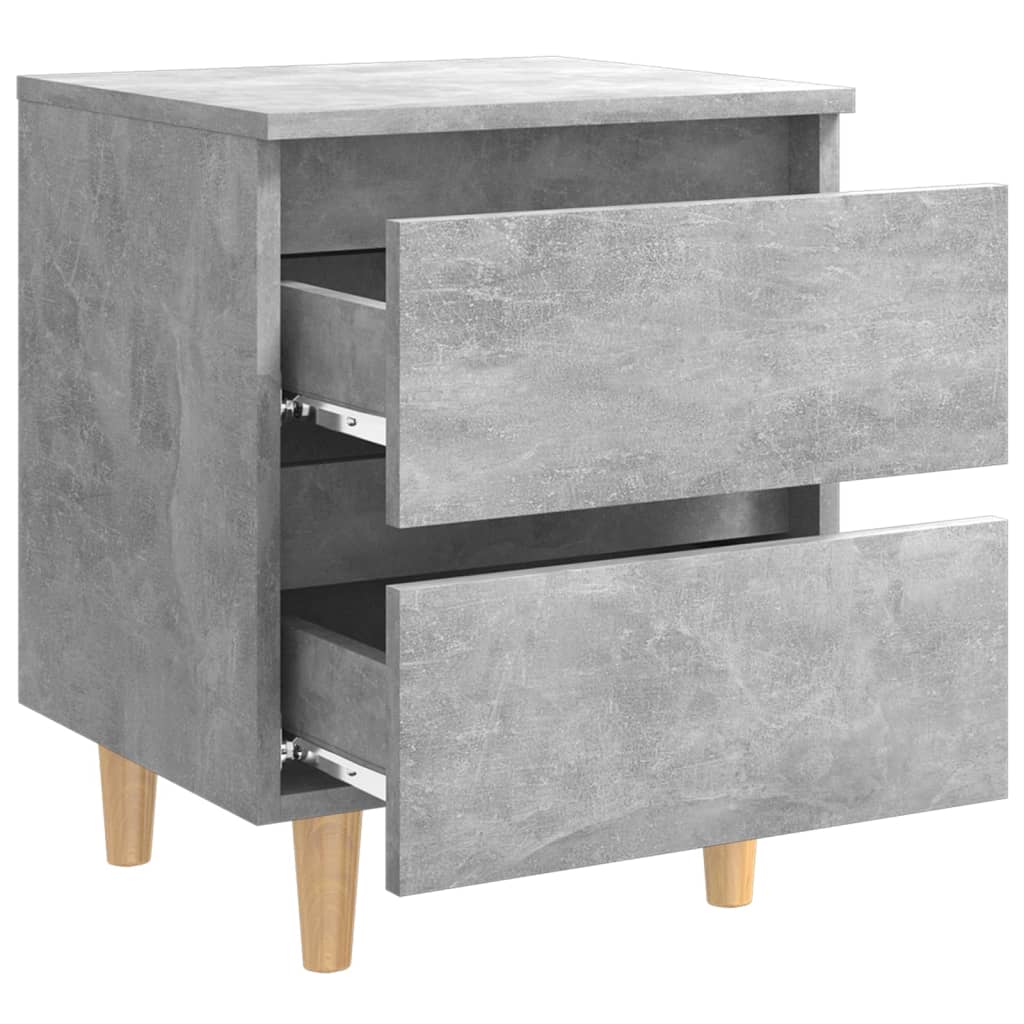 Yöpöydät täysmäntyiset jalat 2 kpl betoninharmaa 40x35x50 cm - Sisustajankoti.fi