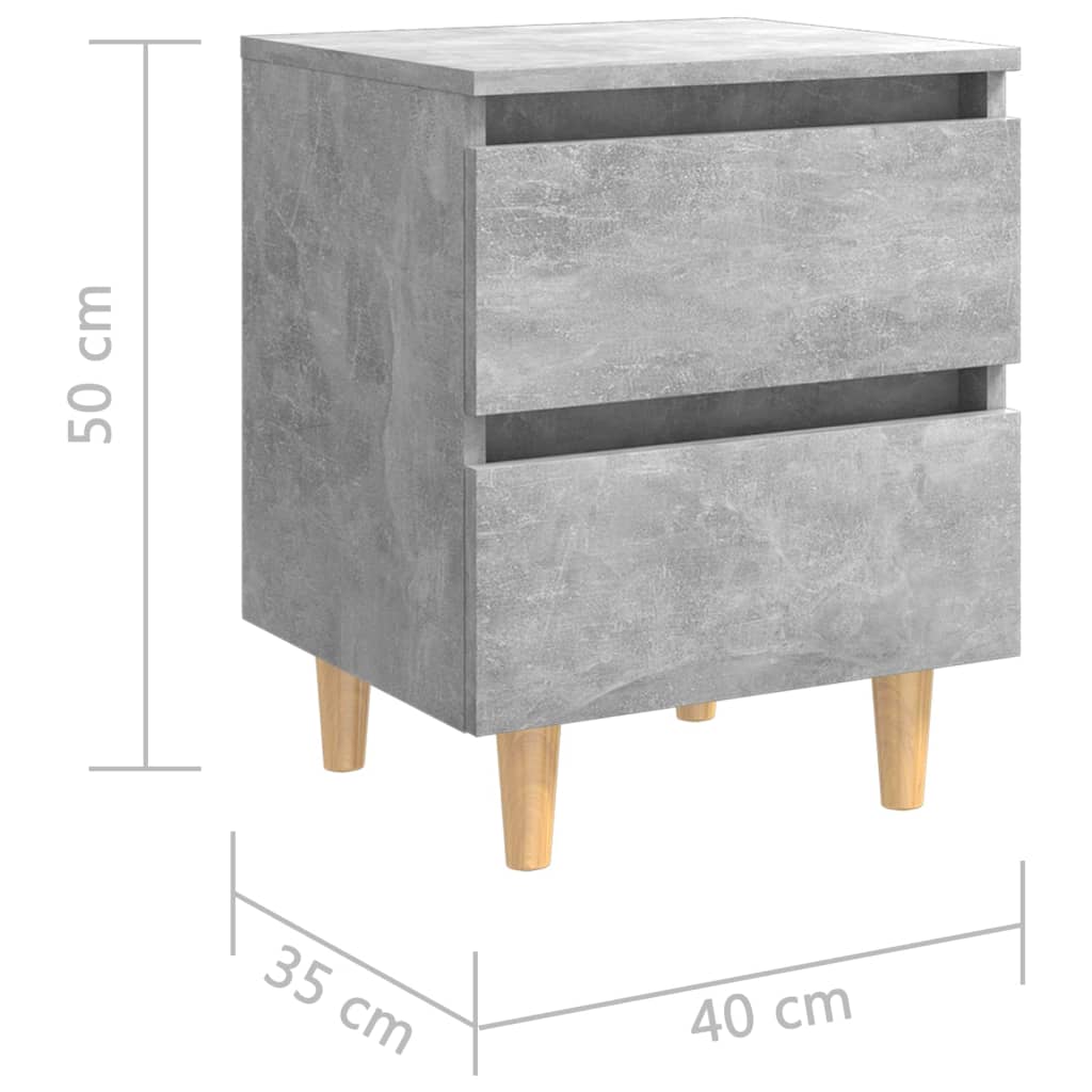 Yöpöydät täysmäntyiset jalat 2 kpl betoninharmaa 40x35x50 cm - Sisustajankoti.fi