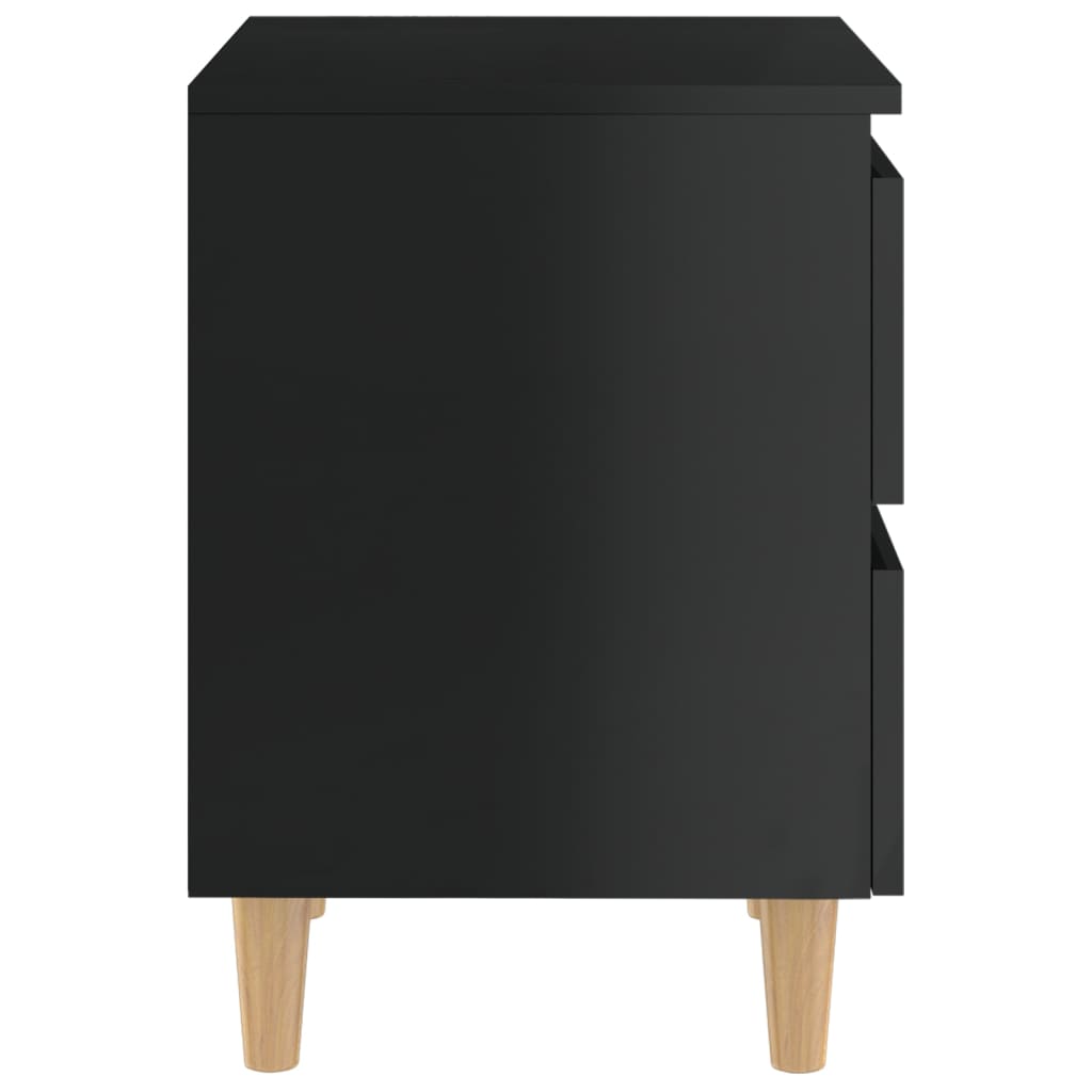 Yöpöytä täysmäntyiset jalat korkeakiilto musta 40x35x50 cm - Sisustajankoti.fi