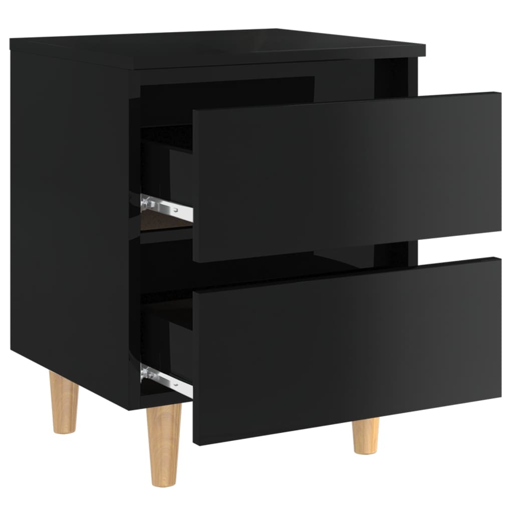 Yöpöytä täysmäntyiset jalat korkeakiilto musta 40x35x50 cm - Sisustajankoti.fi