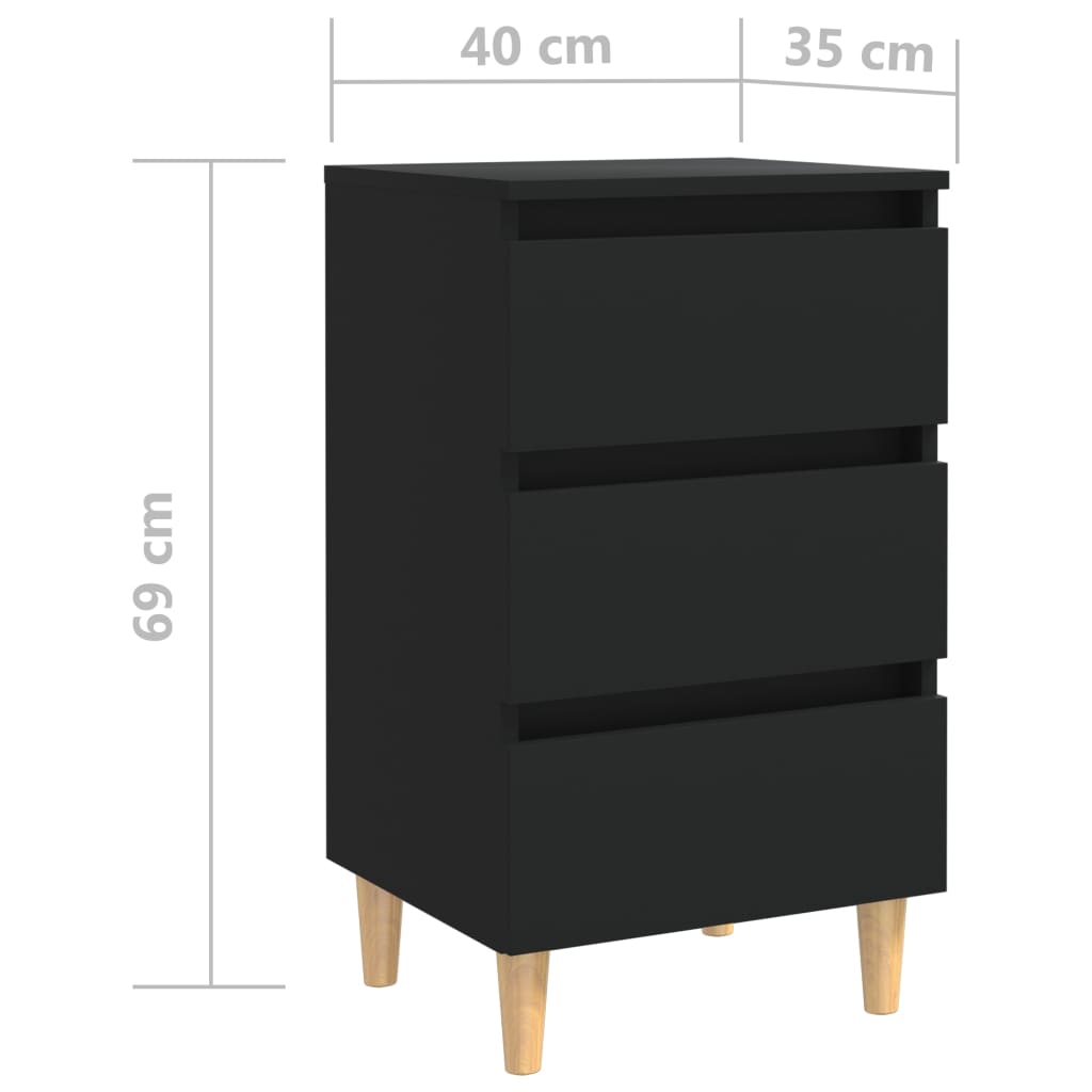 Yöpöytä täyspuiset jalat musta 40x35x69 cm - Sisustajankoti.fi