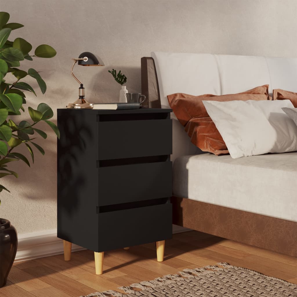 Yöpöytä täyspuiset jalat musta 40x35x69 cm - Sisustajankoti.fi