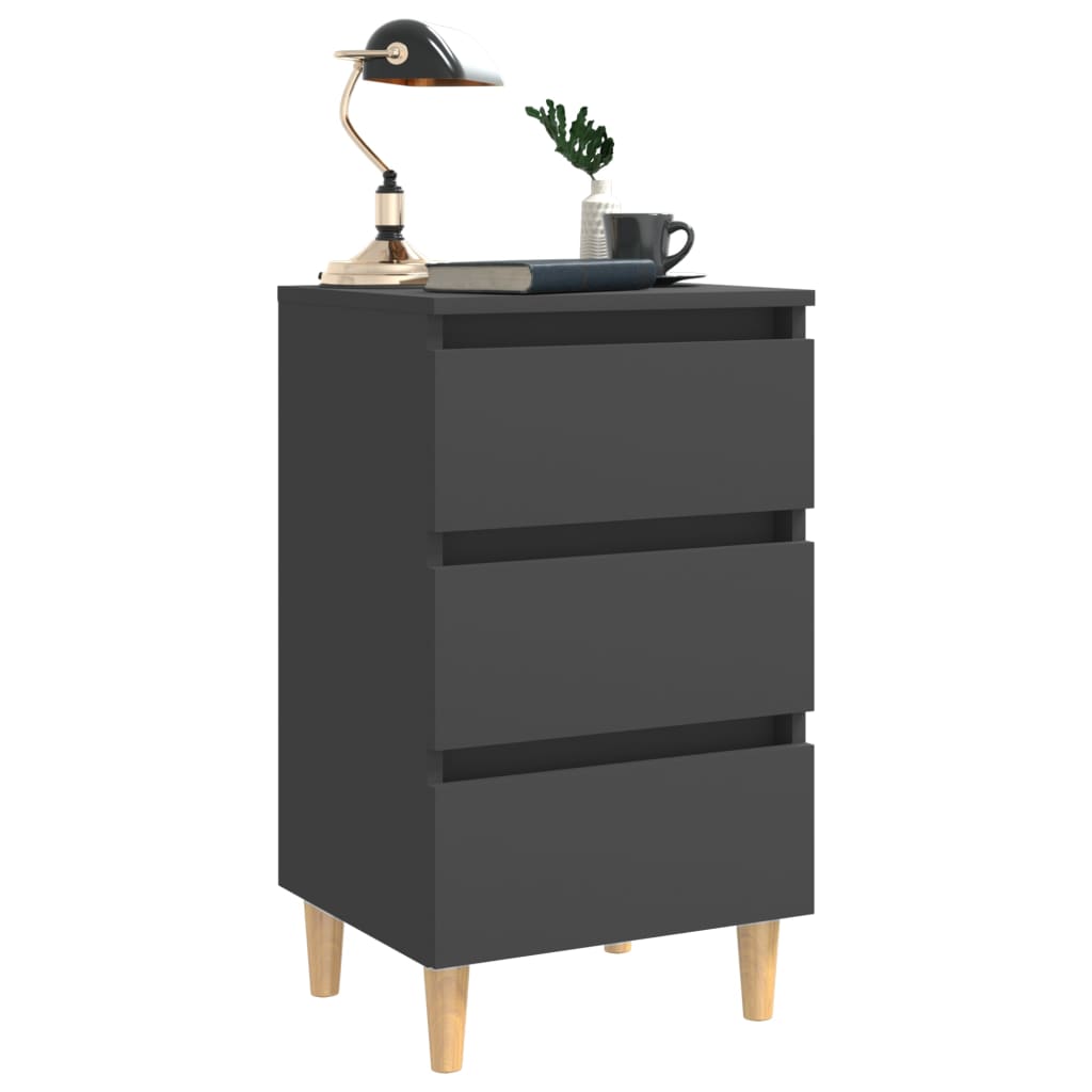 Yöpöytä täyspuiset jalat harmaa 40x35x69 cm - Sisustajankoti.fi