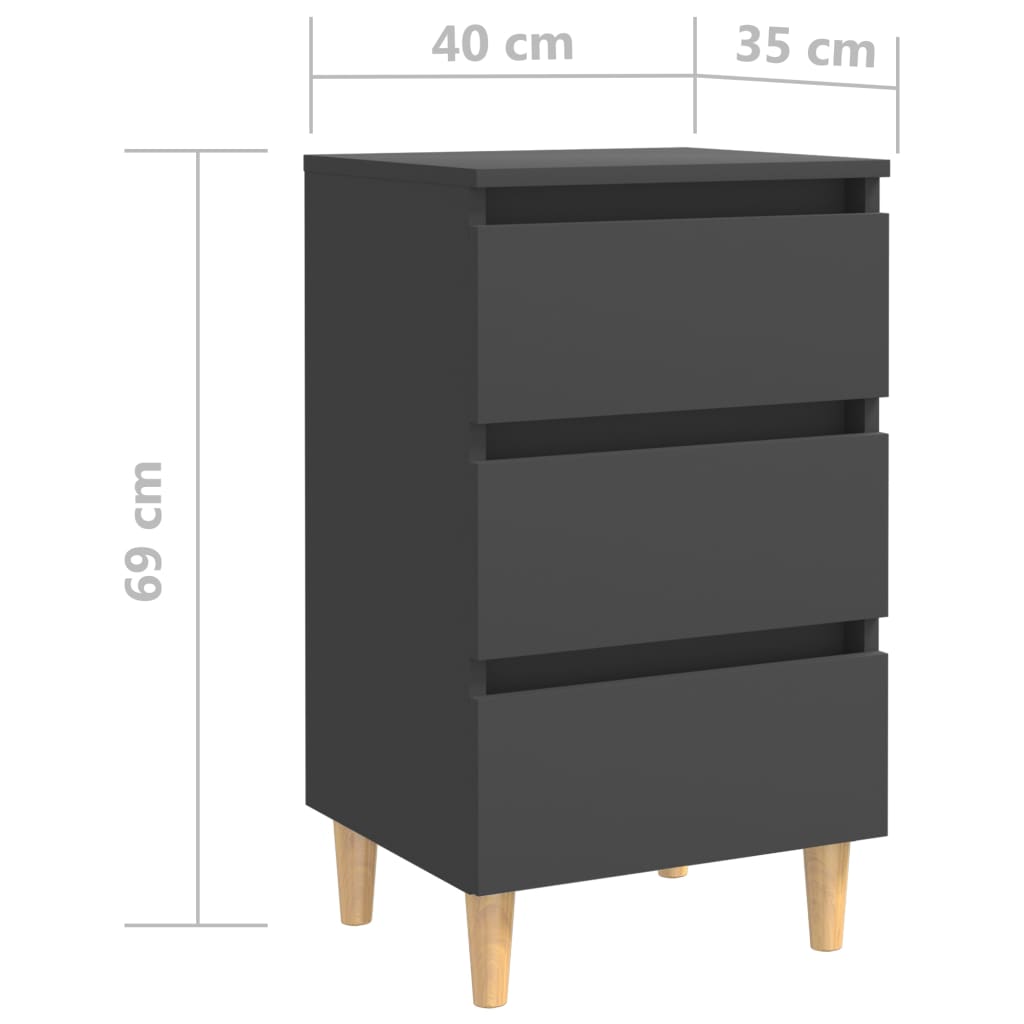 Yöpöytä täyspuiset jalat harmaa 40x35x69 cm - Sisustajankoti.fi