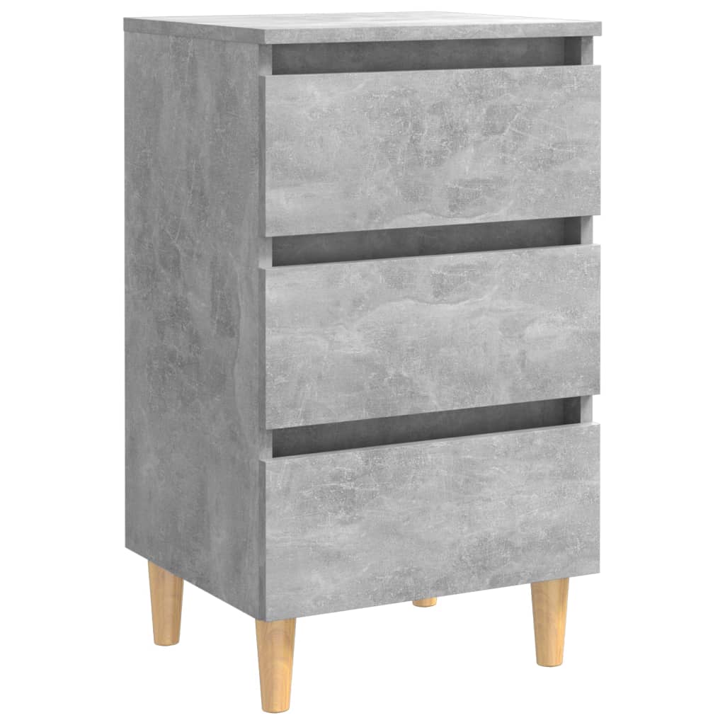 Yöpöytä täyspuiset jalat betoninharmaa 40x35x69 cm - Sisustajankoti.fi