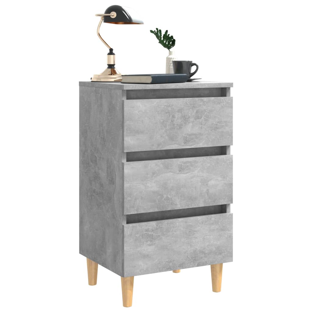 Yöpöytä täyspuiset jalat betoninharmaa 40x35x69 cm - Sisustajankoti.fi